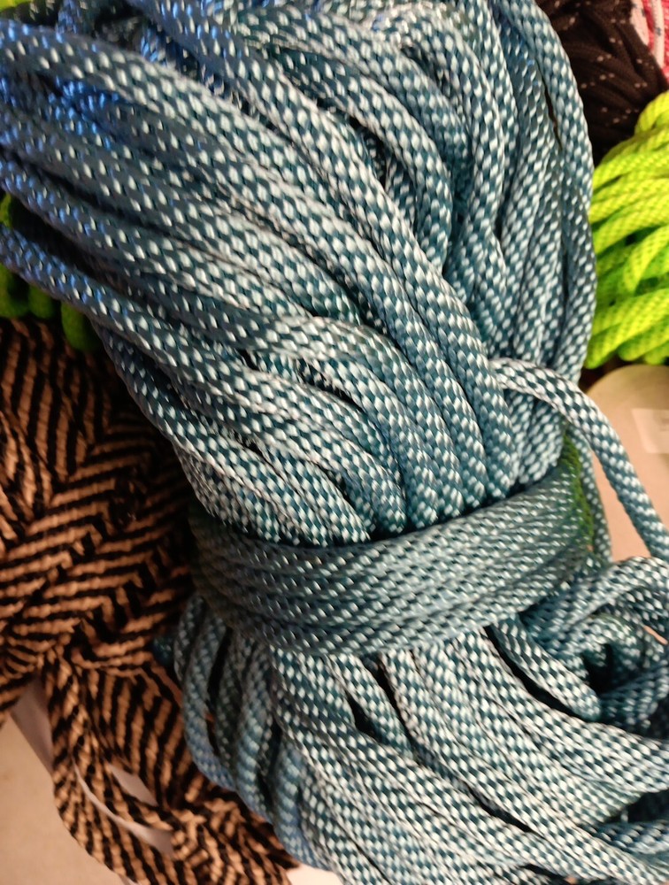 3/8” x 181 ft. Solid Braid Polyester Rope. Made in USA. Light Blue