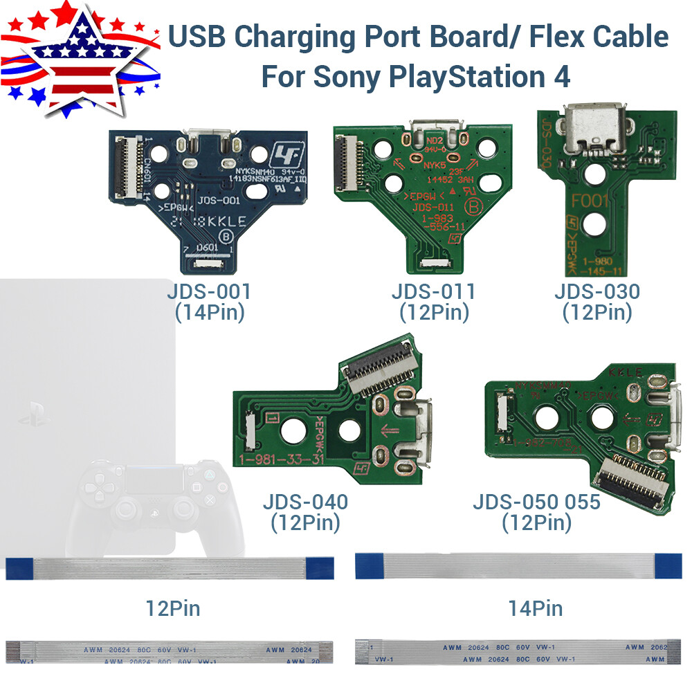 For Sony PS4 Controller USB Charging Port Board Connector Flex Cable 2 Pack