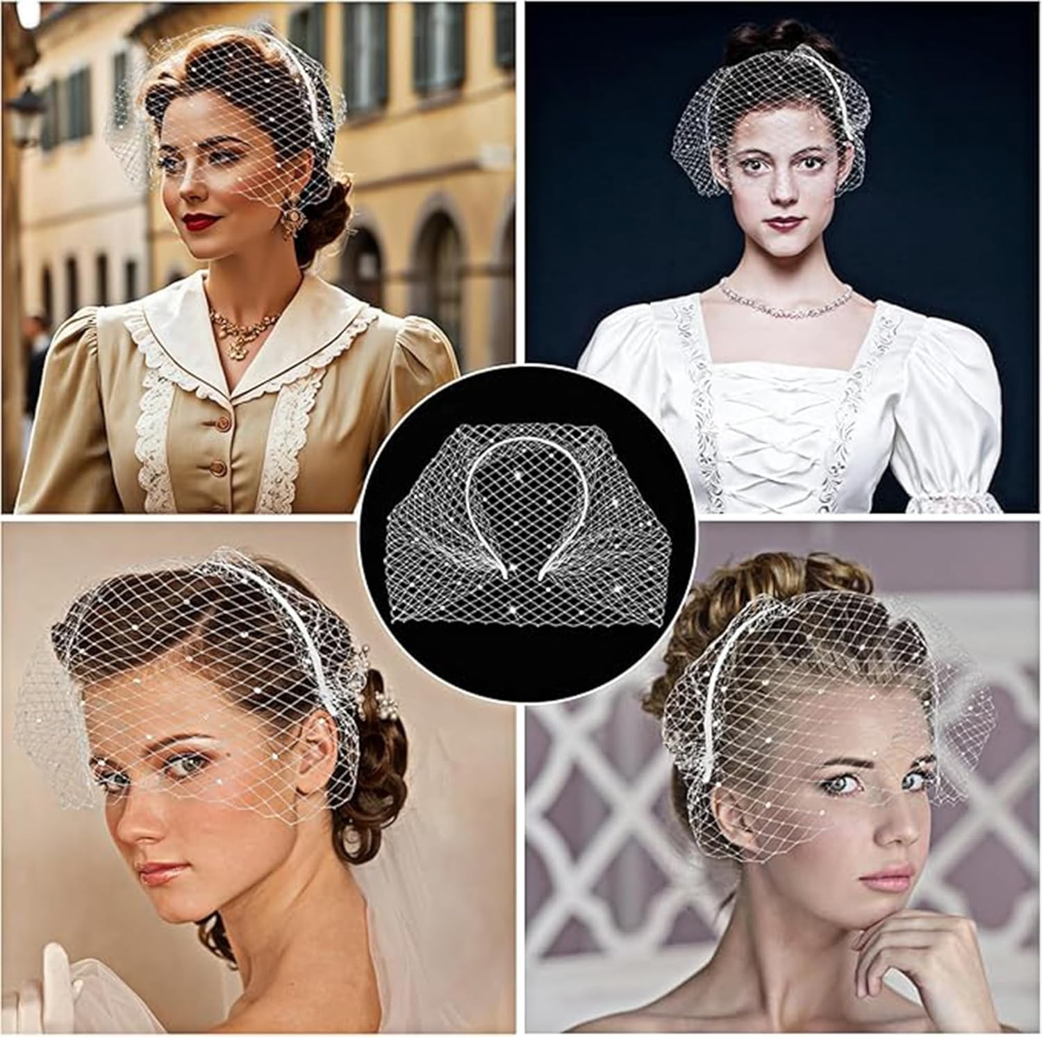 Vintage 1920s Women's Fascinator Hat with Mesh Veil for Weddings & Tea Parties