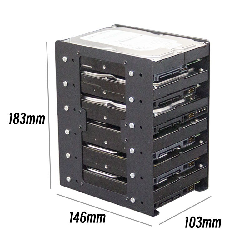 6 Bay 3.5 Inch HDD Hard Drive Mounting Bracket Holder Cage With Cooling Fan