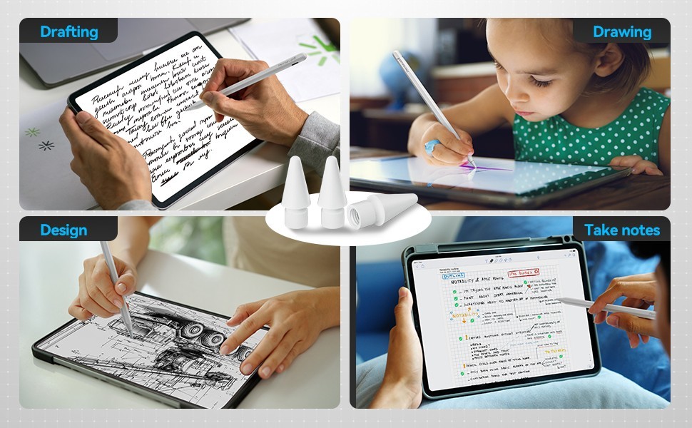 Penstudio Replacement Tips for Apple Pencil Pro/1st/2nd &USB-C | 3 Pack | White