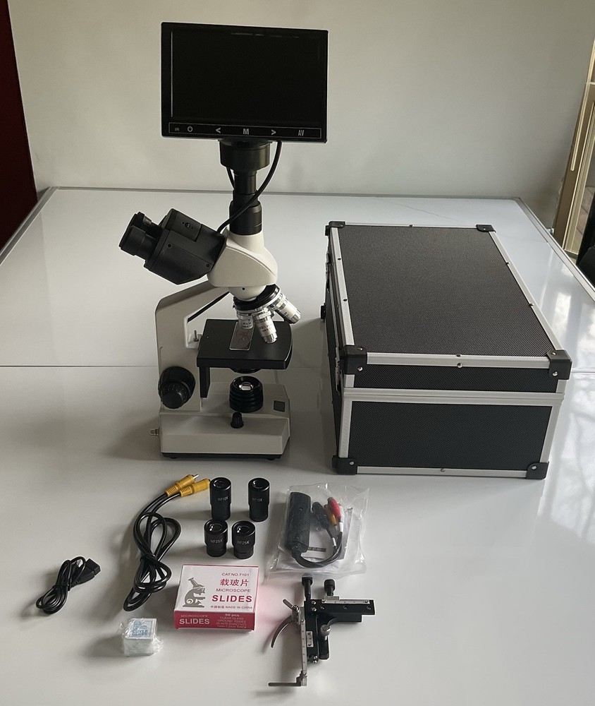 Microscope for Adults with 40X-2500X Magnification, Lab Trinocular Compound