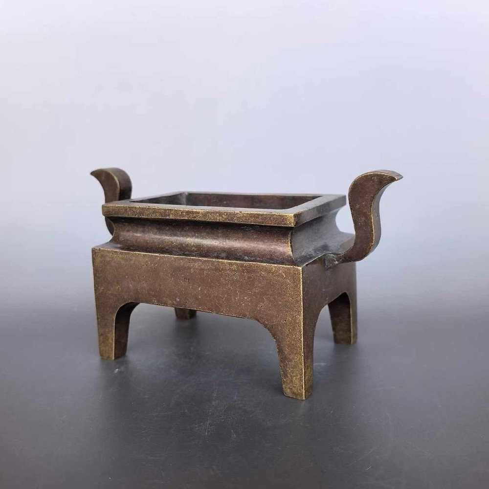 Pure Copper Imitation Purple Copper Rectangular Curved Ear Incense Burner