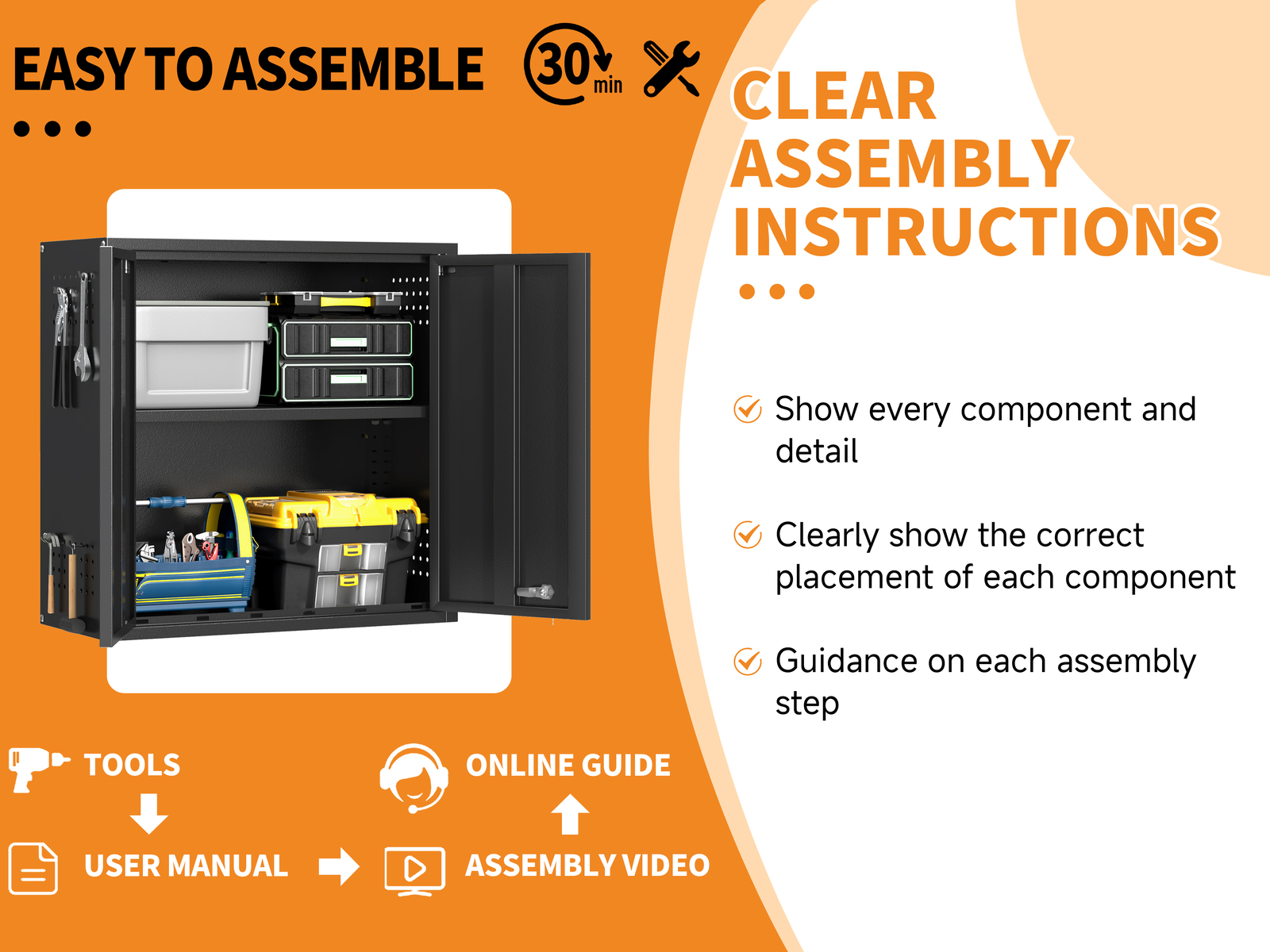 Wall Mounted Metal Lockable Storage Cabinet Garage Wall Cabinet Tool Cabinet