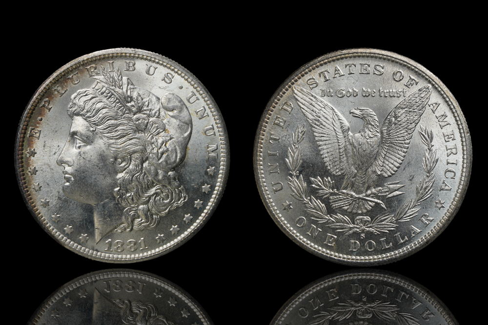 1881 S Morgan Silver Dollar BU MS Toned