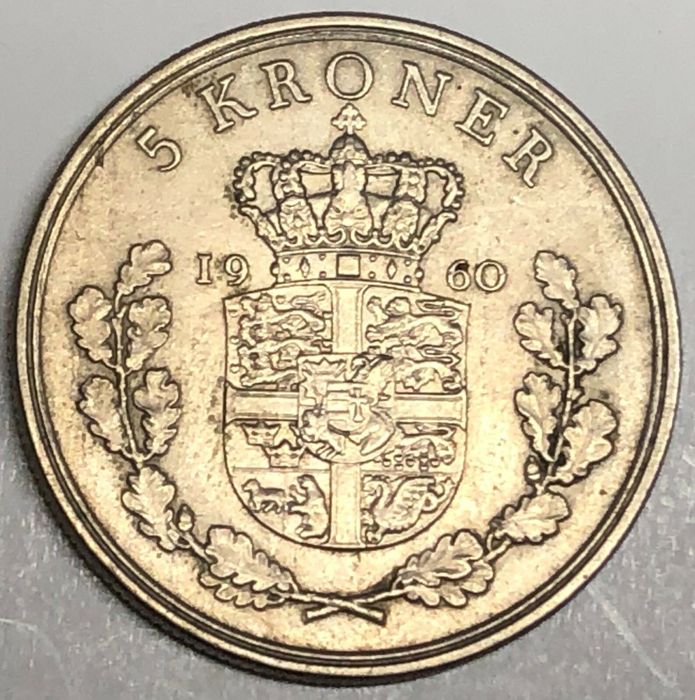 # C986 DENMARK COIN, FIVE KRONER 1960