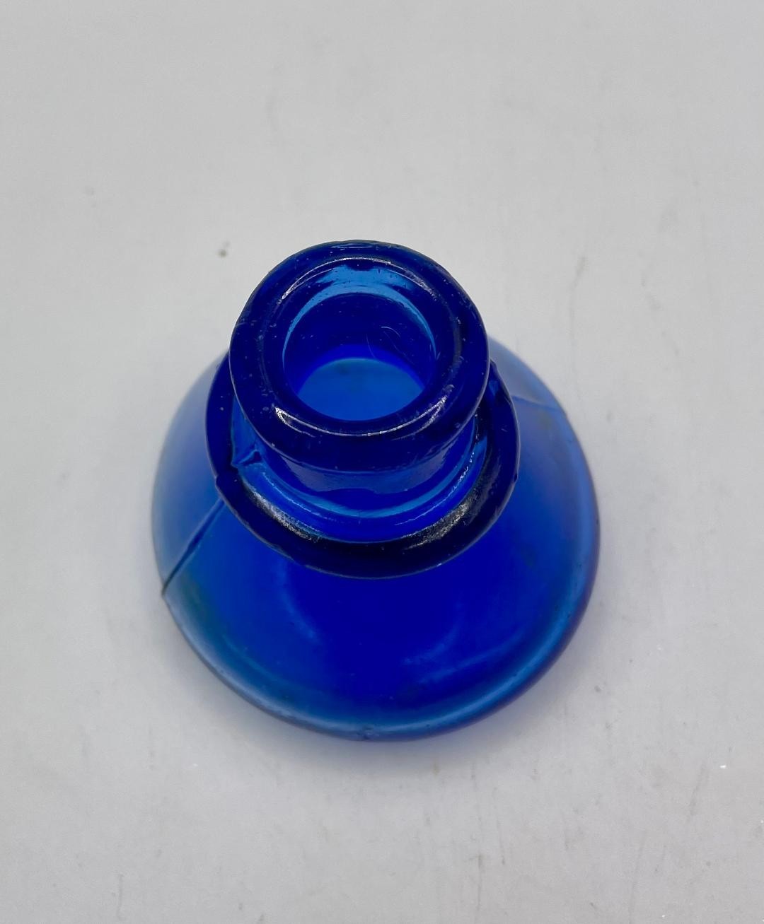 Beautiful Cobalt Blue Cone Ink Well Hand Blown 1880s -90s Writing School Teacher