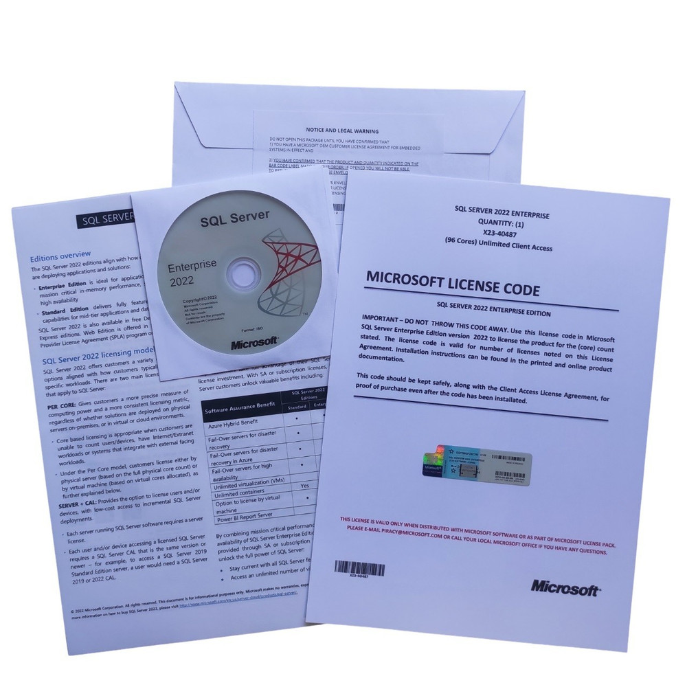 SQL Server 2022 Enterprise 96 Core License with unlimited User CALs