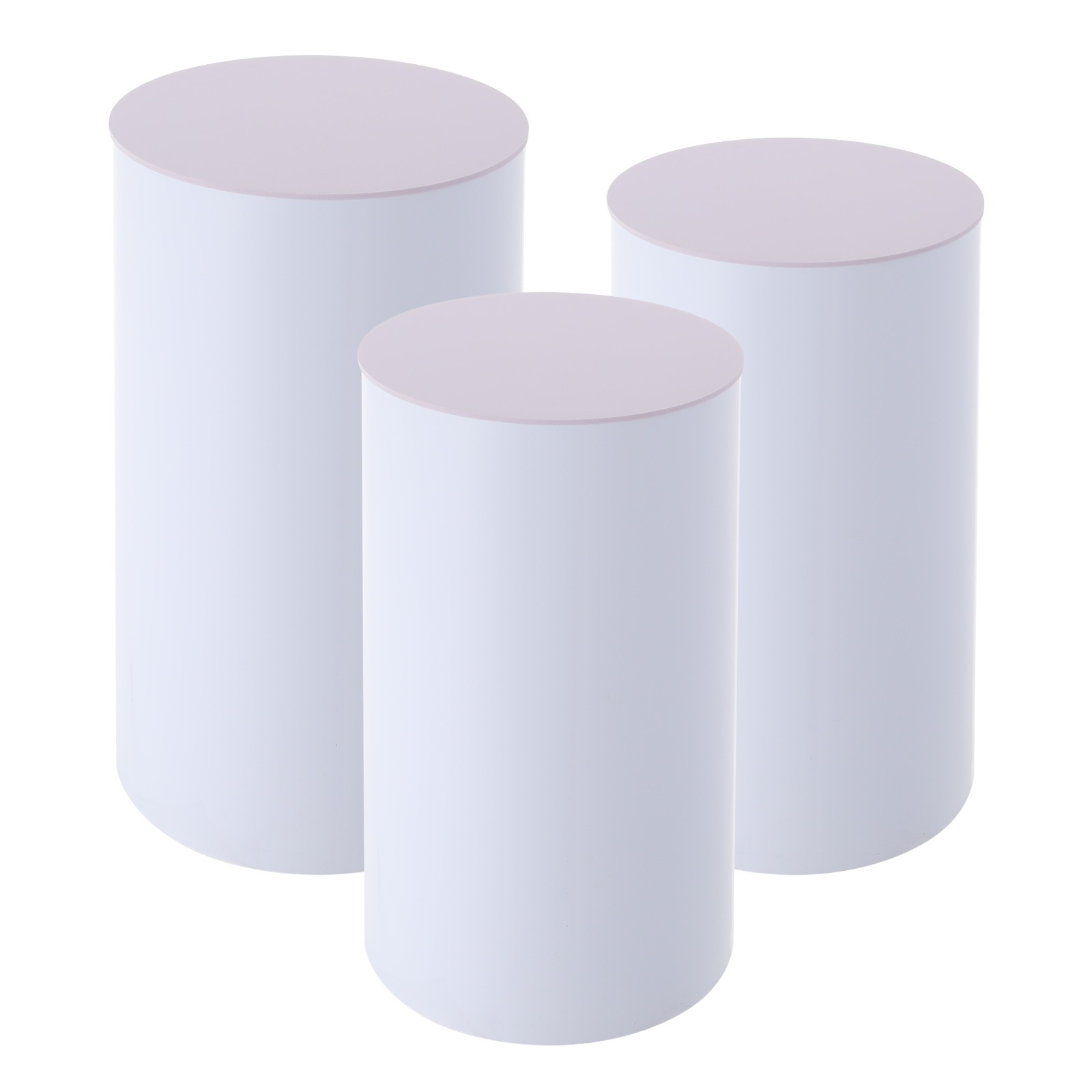 3 Pcs Round Cylinder Pedestal Stand For Wedding Party Display Stand Decor White