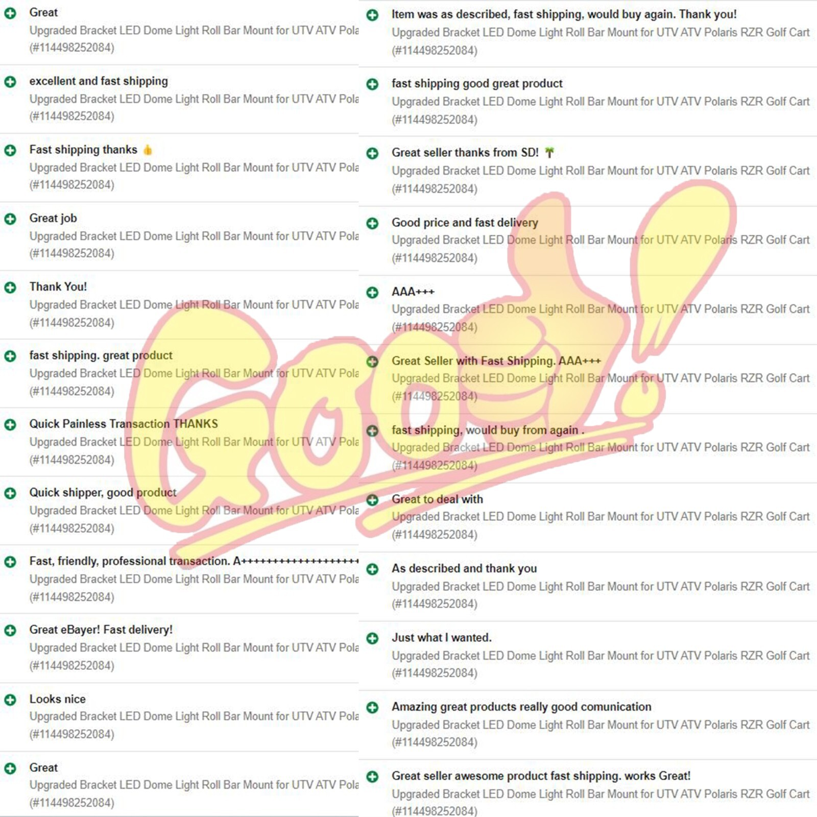 Upgraded Bracket LED Dome Light Roll Bar Mount for UTV ATV Polaris RZR Golf Cart