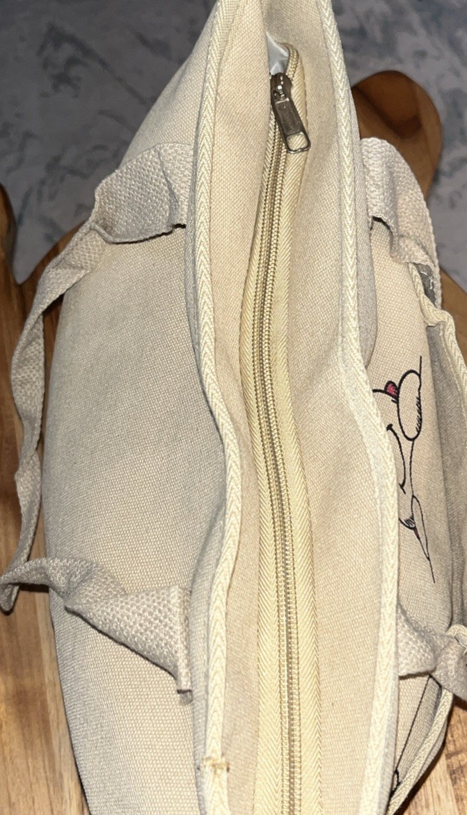 Winnie The Pooh Piglet Tigger Canvas Tote Bag Purse with Zipper & Pockets