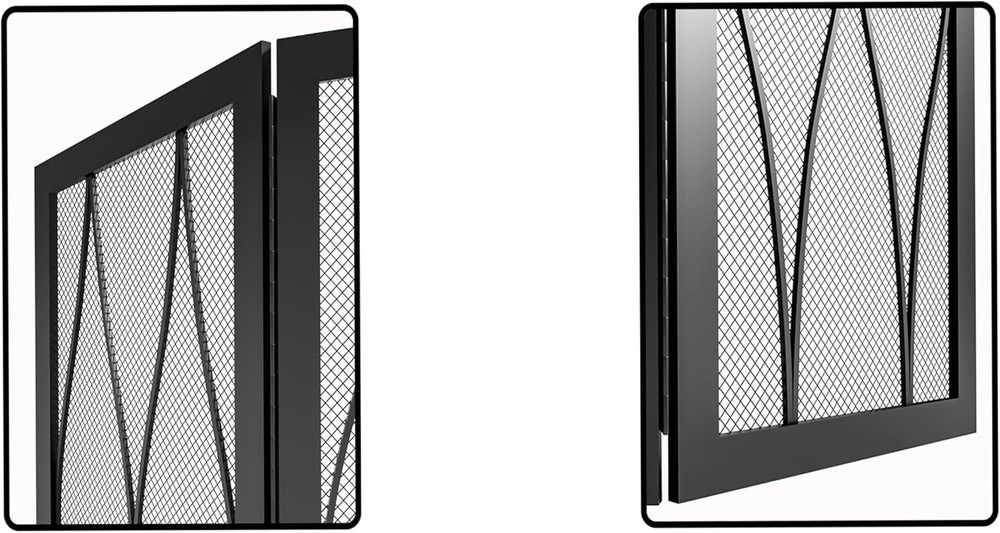 Childproof Fireplace Screen 3- Panel Modern Handcrafted Wrought Iron Foldable