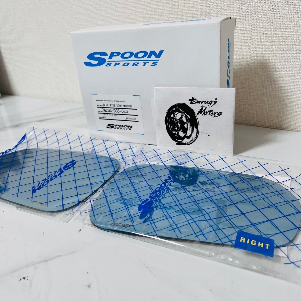 SPOON BLUE WIDE DOOR MIRROR For HONDA INTEGRA DC5 76203-DC5-030 New