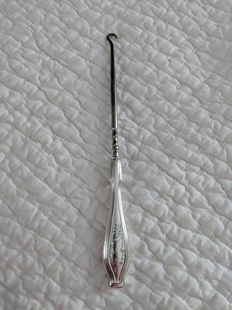 Sterling Silver Handle 9” Shoe Button HOOK