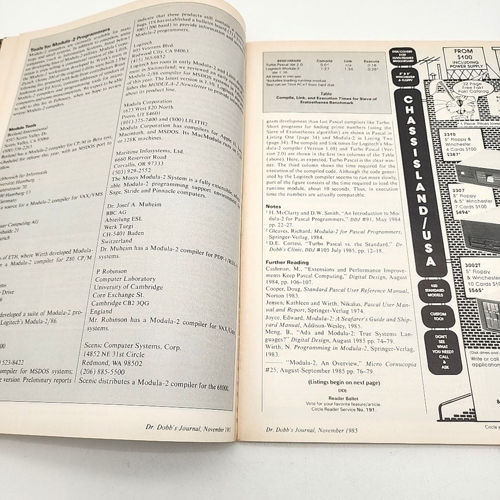 Dr. Dobbs Journal #109 November 1985 Modula Tools Software Tools magazine