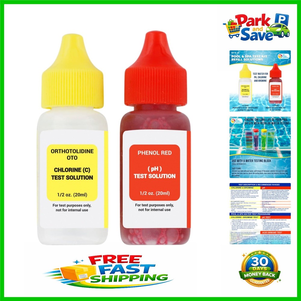 Ultimate Refill Set for Pool & Spa  Kits - pH, Chlorine, Bromine Solutions