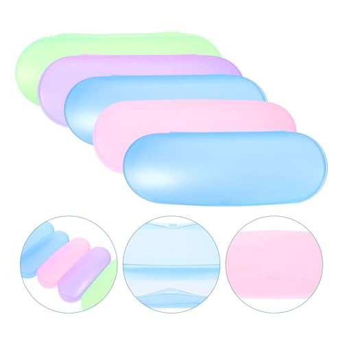 Portable Clear Plastic Glasses Case 5-Pack Eyeglass Storage Box Lightweight