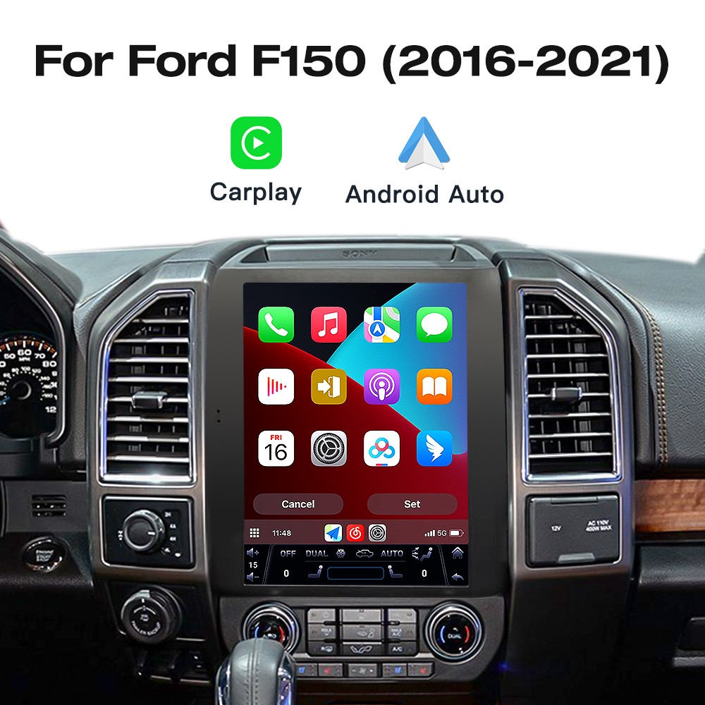 12.1" CarPlay Wireless GPS Navigation HD Display Radio for Ford F-150 2016-2021