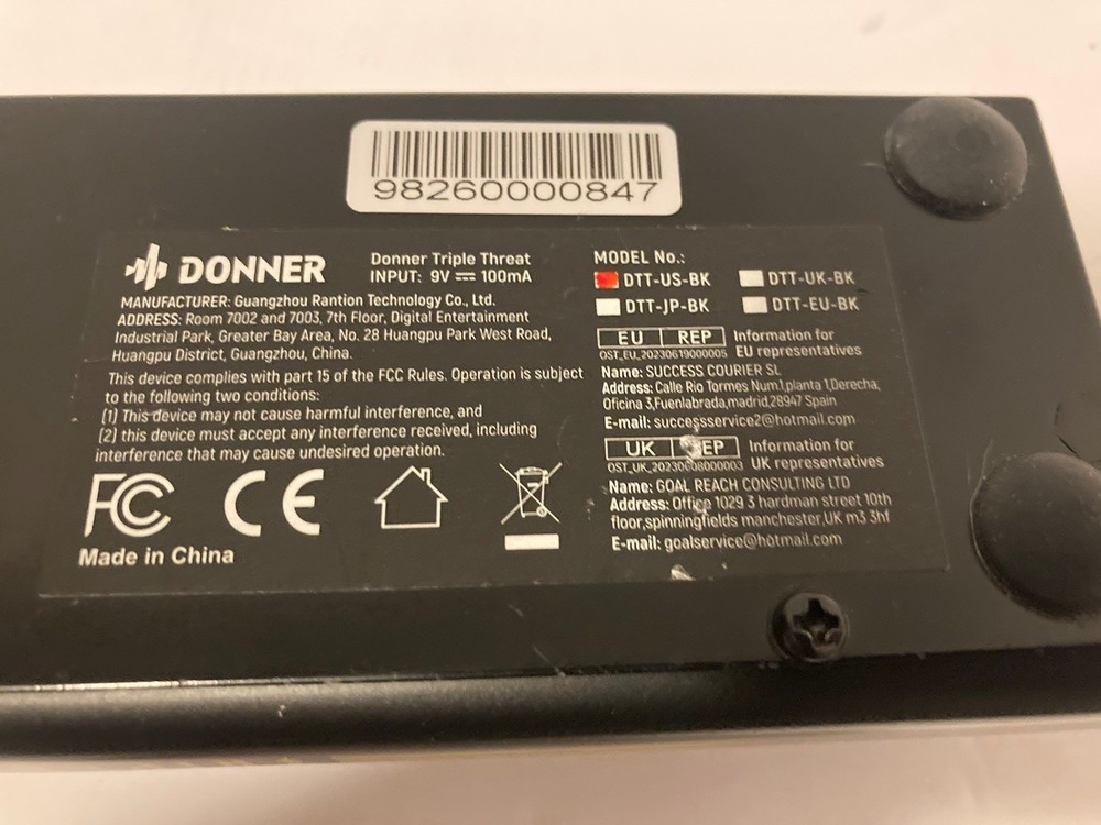 DONNER Triple Threat Effects Pedal Echo Phaser Distortion Guitar Adapter