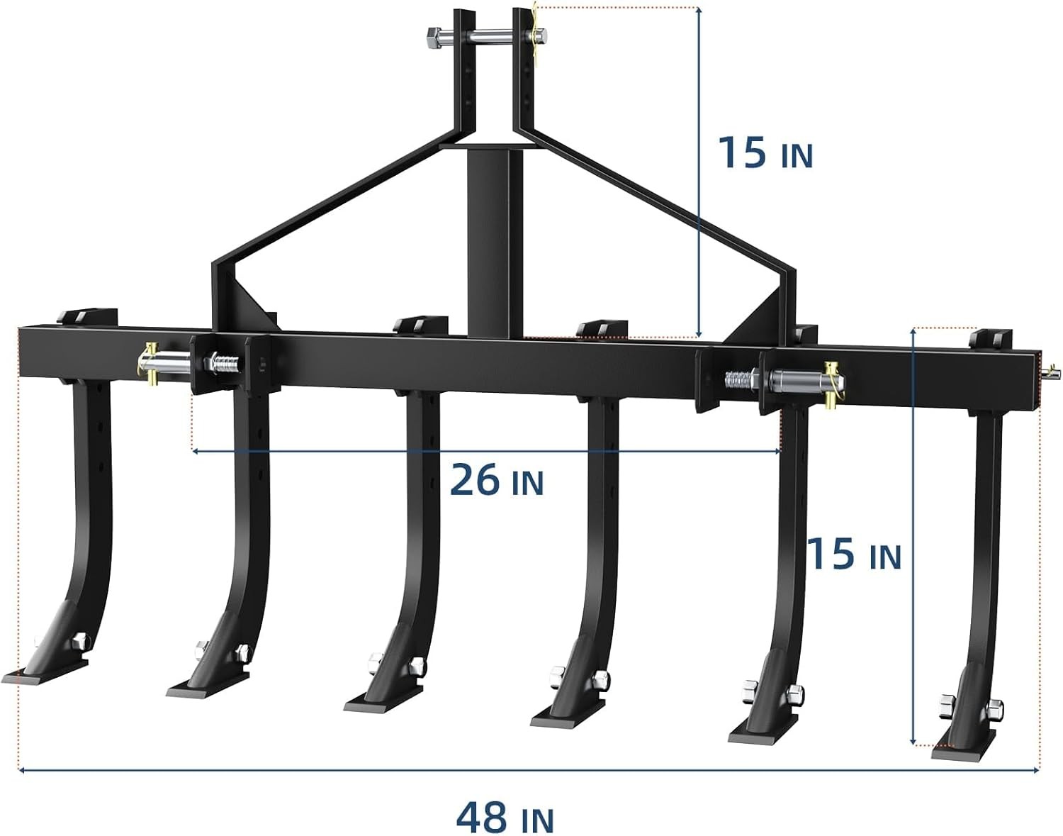 48" Multi-Purpose Plow Cultivator, 3 Point w Adjustable Shanks for Lawn Tractors