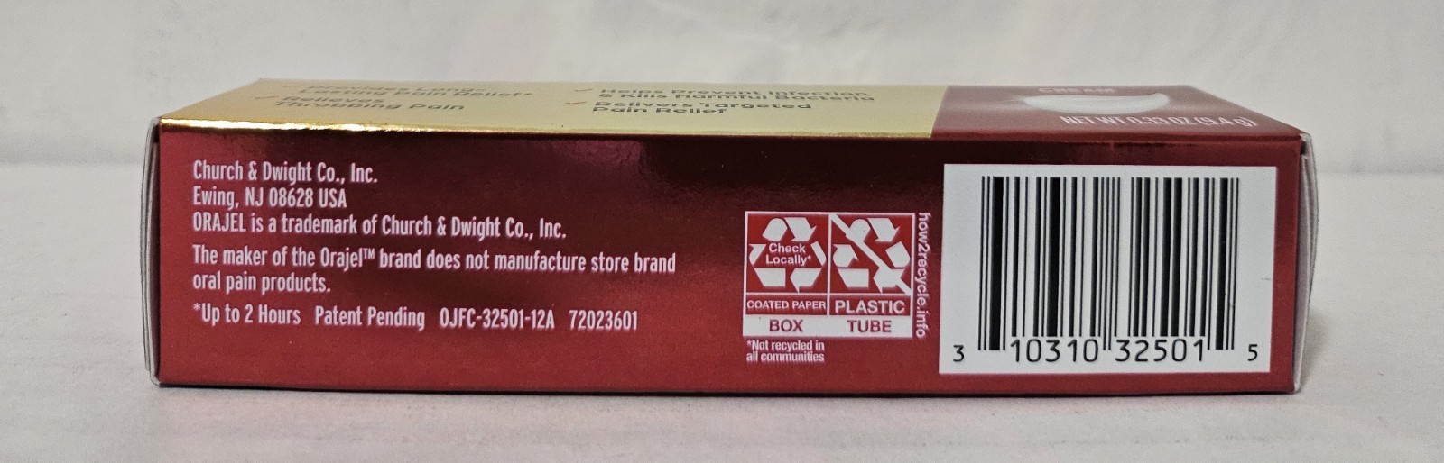 Orajel - 4X Toothache & Gum Severe Pain Cream in Tube 0.33oz [EXP: 07/2027]