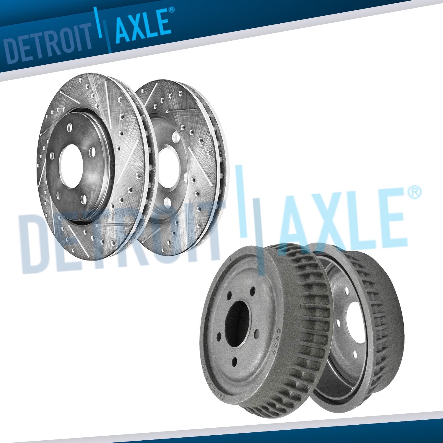 Front Disc Brake Rotors & Rear Drums for Chevy Venture Pontiac Montana Buick