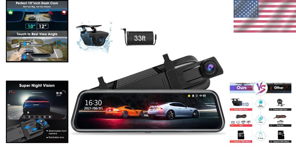 Full Touch Screen Backup Camera Night Vision Loop Recording
