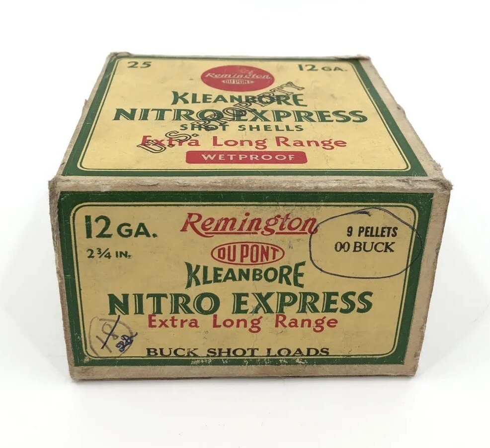 Remington Kleanbore Nitro Express Long Range Shot Shells Wetproof WWII EMPTY BOX
