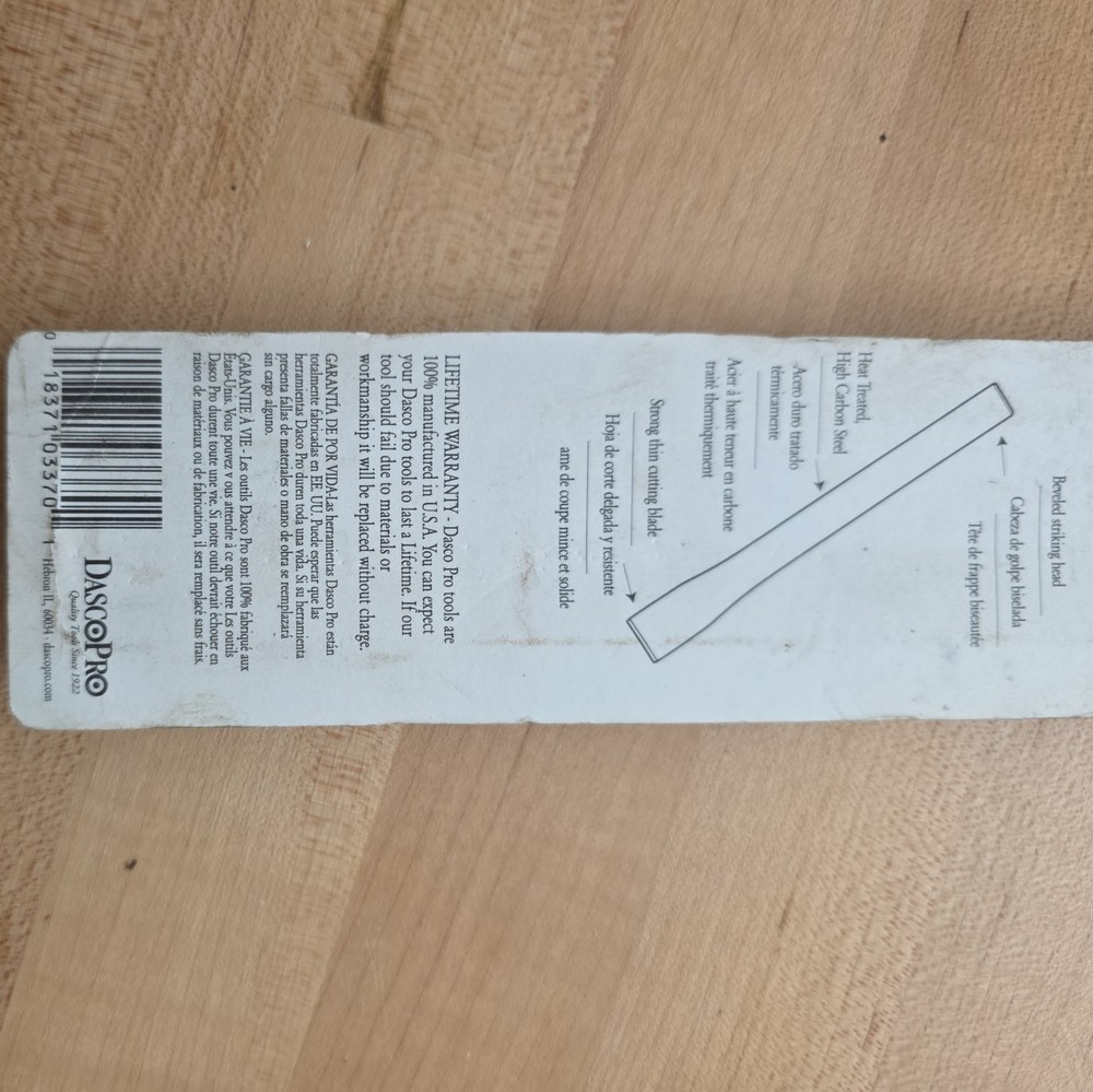 NEW Dasco Pro 337-0 Flat Utility Chisel 1-1/4"x 12"