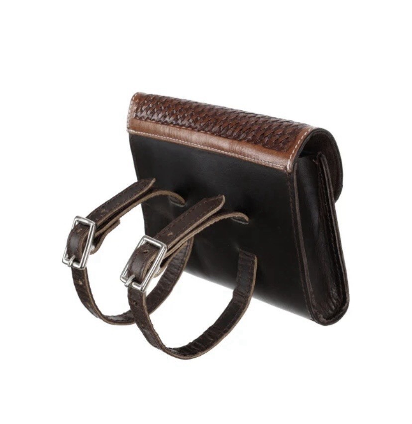 Basket Weave Leather Pommel Saddle Pouch / Bag