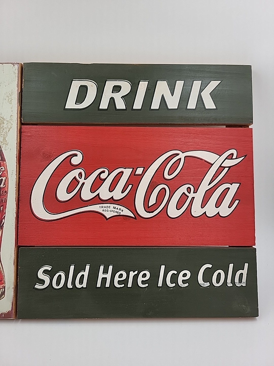 Wood DRINK Coca-Cola Sold Here Ice Cold Sign