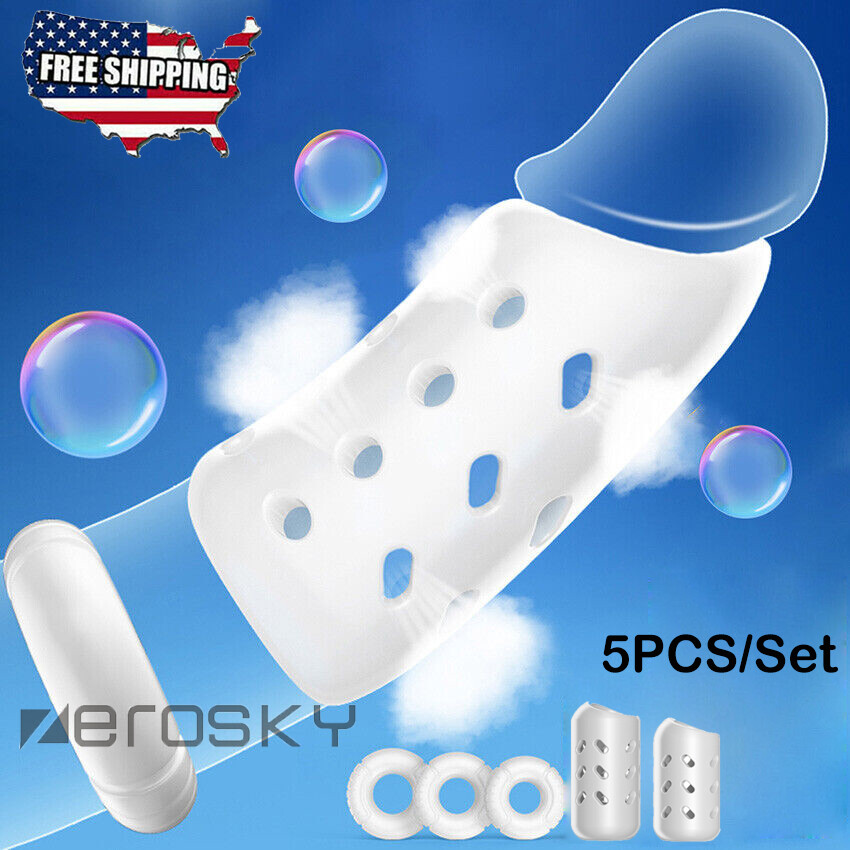 5PCS Reusable Silicone Penis Sleeve Male Ejaculation Delay Ring Set For Men US