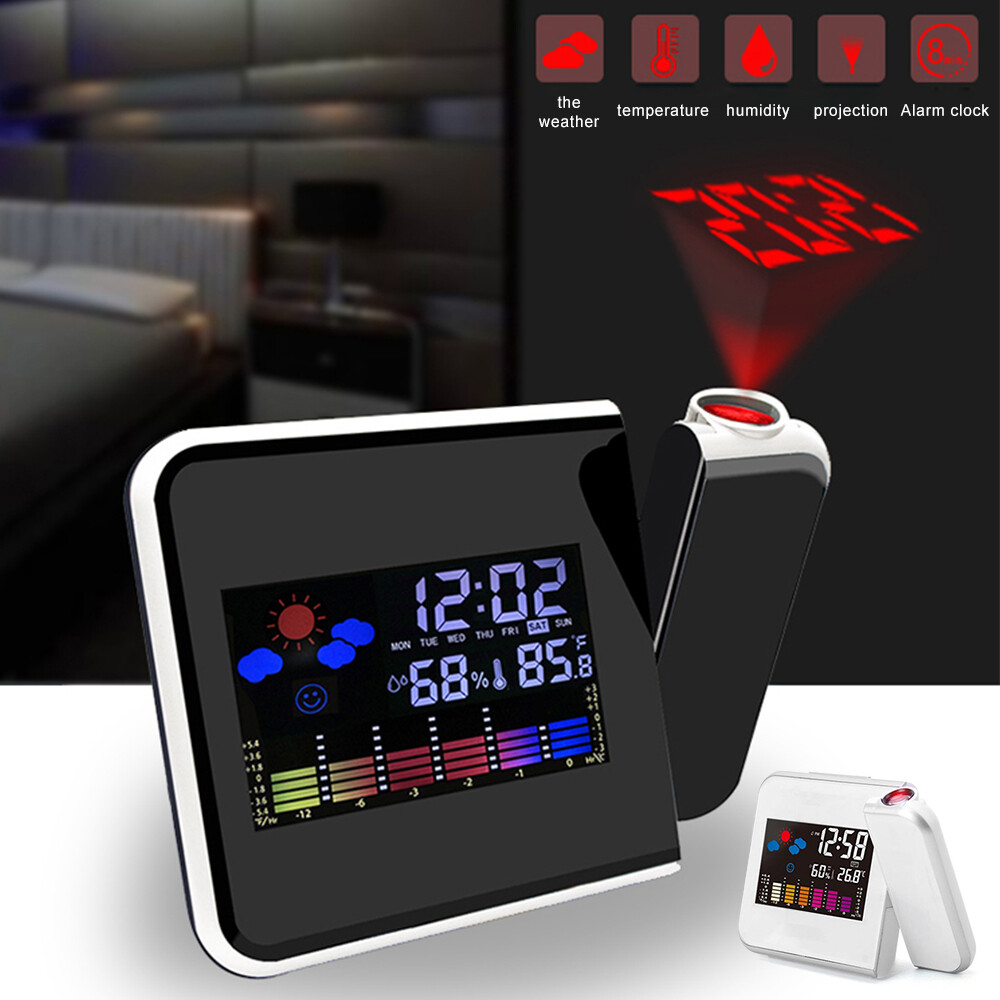 Projection Alarm Clock Weather Station Thermometer Temperature Humidity Monitor