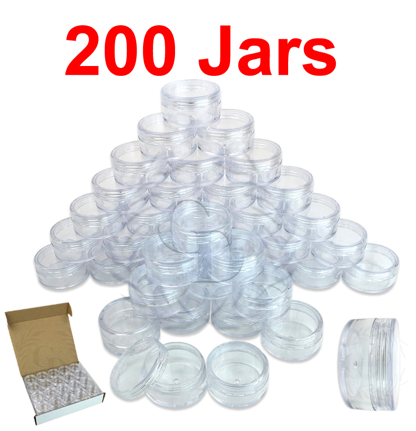 200 Packs 10 Gram/10ML High Quality Cream Cosmetic Sample Clear Jar Containers