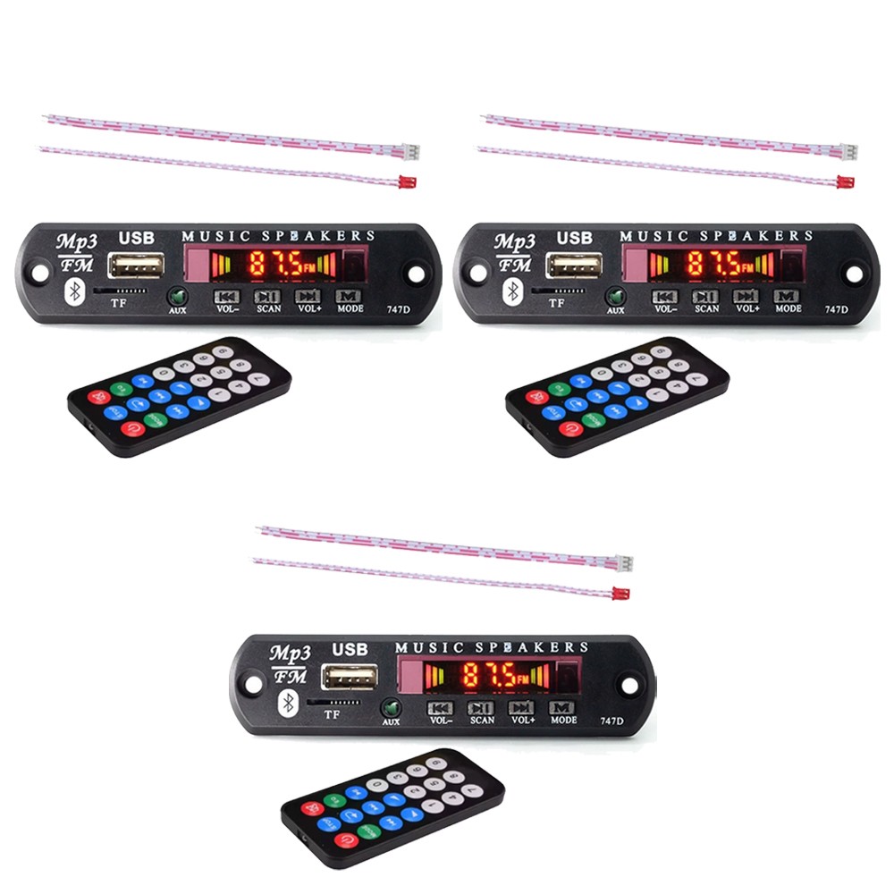 3x Wireless Bluetooth MP3 12V WMA Decoder Board Audio Module USB Radio+Battery