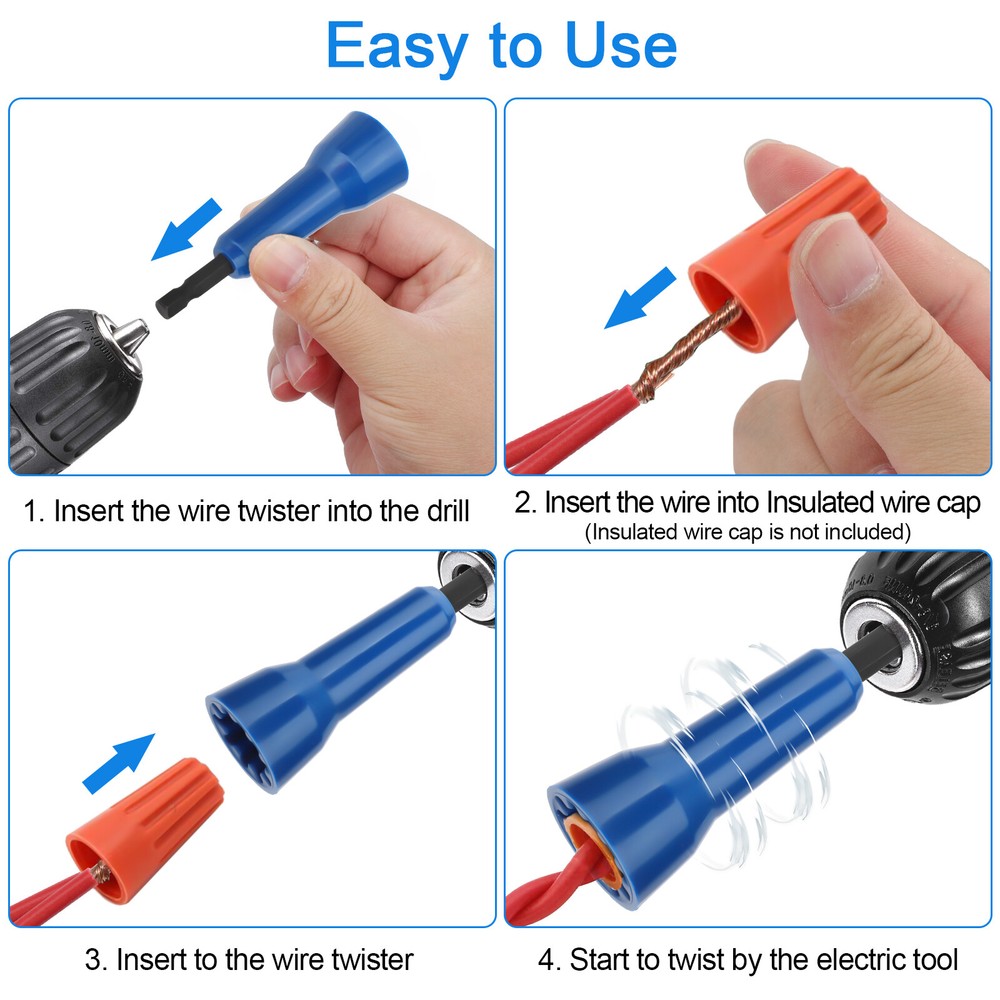3PCS Wire Nut Twister Tools for Drill, Wire Cable Nut Twisting with 1/4" Chuck