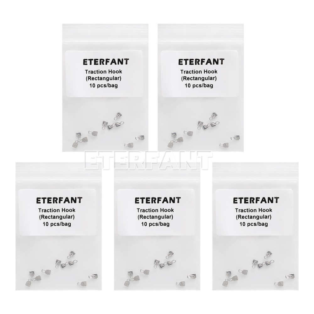 5xETERFANT Dental Orthodontic Lingual Buttons Traction Hook Bondable Rectangular
