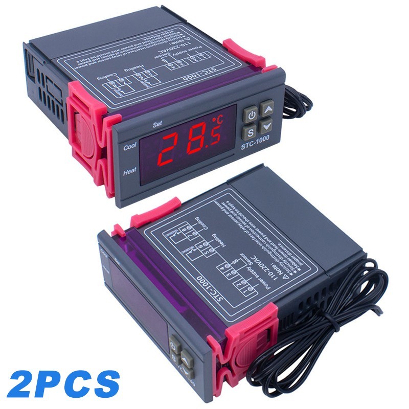 2x Digital Temperature Controller STC-1000 Thermostat w/ NTC Sensor AC 110V 220V