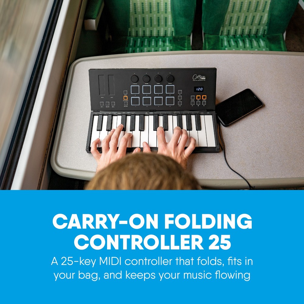 Carry-on Folding MIDI Controller 25 - MIDI over Bluetooth &USB
