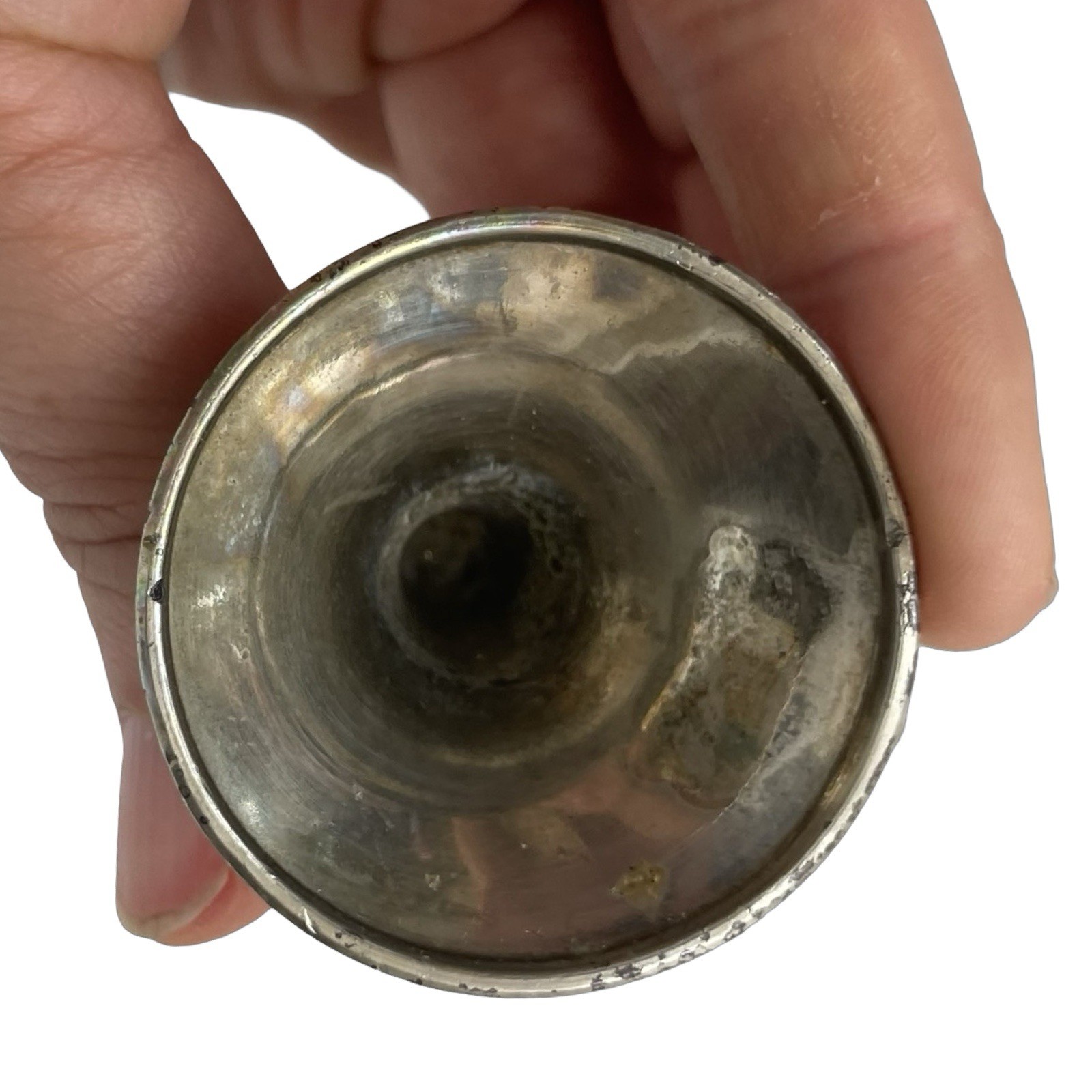 Wine Cordial Goblet Shot Glass Coat Of Arms Grape Lion Unicorn Silver Plate 3.5”