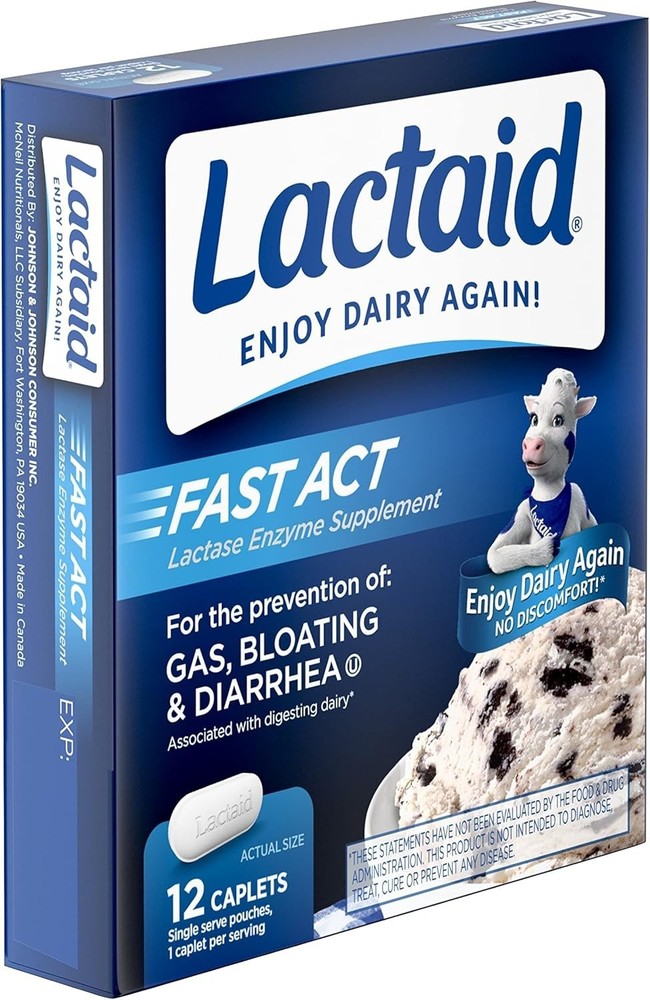 Lactaid Fast Act Lactose Intolerance Relief Caplets 12 CT, 2-Pack