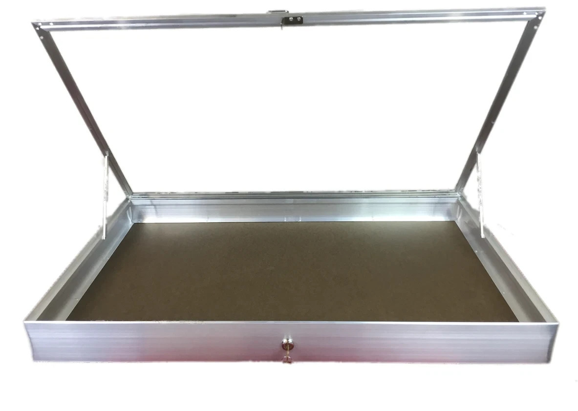 Aluminum Display Case Side Opening 34 x 22 x 3 Glass Top Showcase for Trade Show