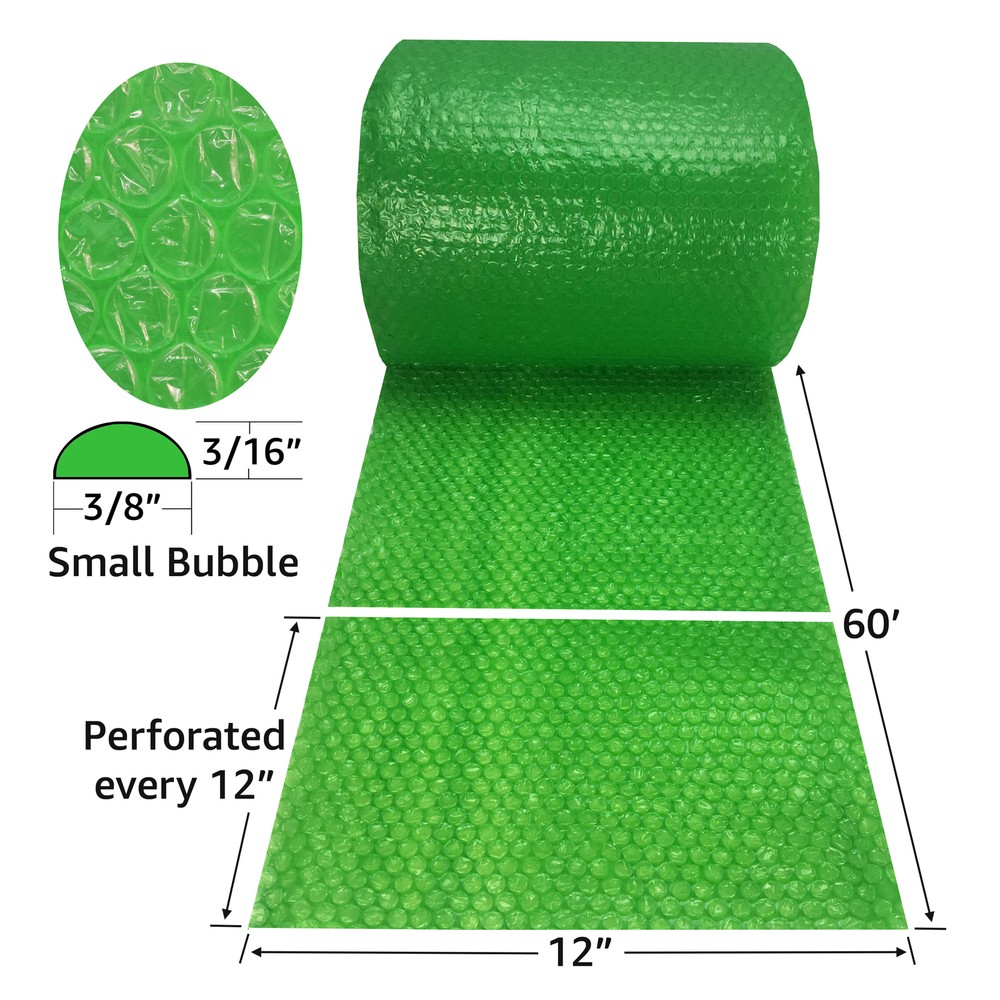 UBMOVE Small Bubble Green Wrap 12" Wide Perforated Every 12"