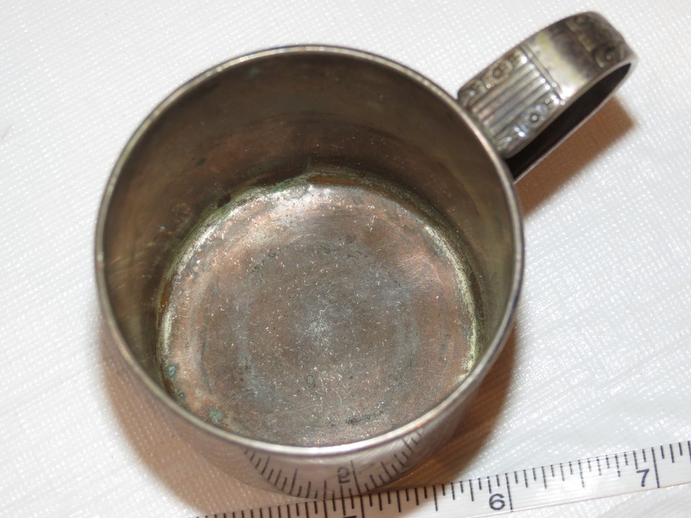 WMA Rogers Harmony baby cup mug RALPH silver spoon handle vintage RARE engraved