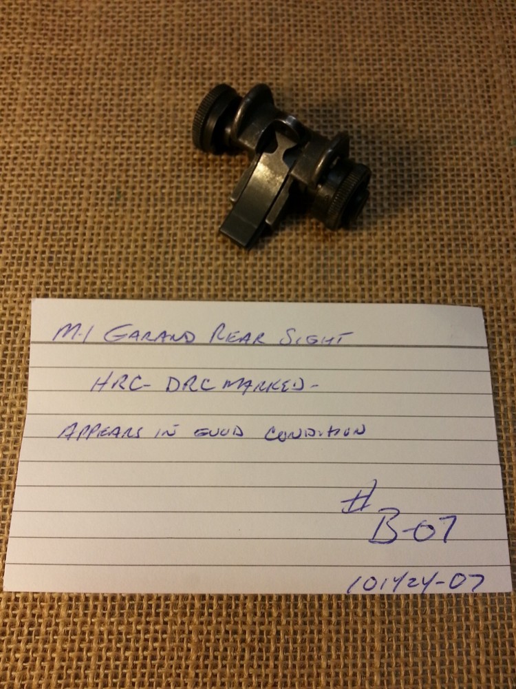 Original WW2 M1 Garand Rear Sight HRC-DRC Marked