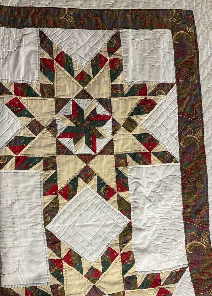 Heirloom Star Pattern Handmade Quilt/Wall Hanging 81" x 64" Multi-Colored