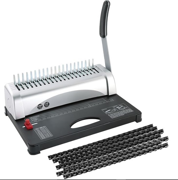 FLK Tech Binding Machine w/Starter Combs Set for A4-21 Hole /450 Sheets Paper