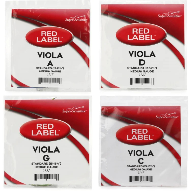 Super-Sensitive 4117 Red Label Viola String Set - 15-16.5 inches