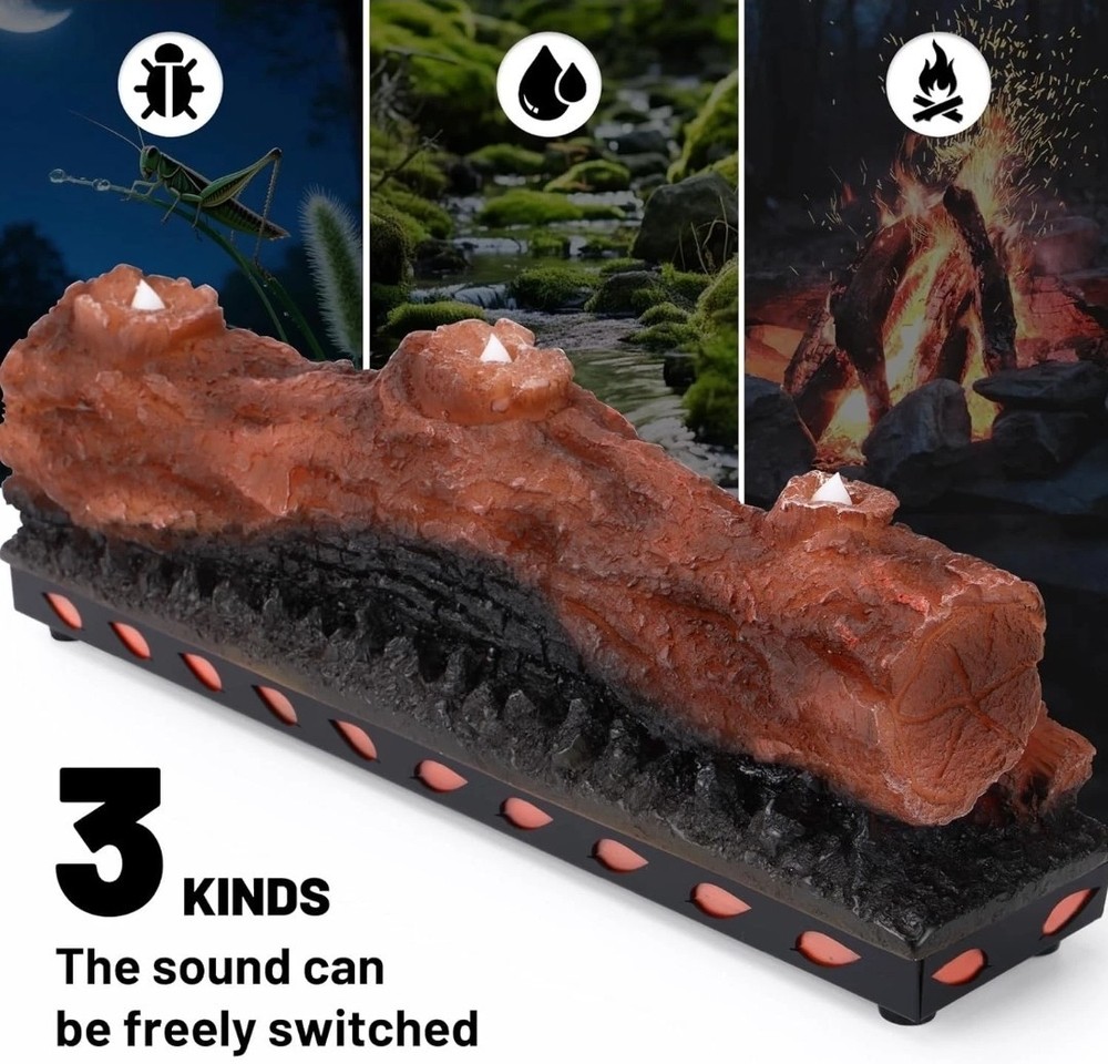 Electric Fireplace Logs Realistic Flame Effect with Candle LED Flame Light USB P