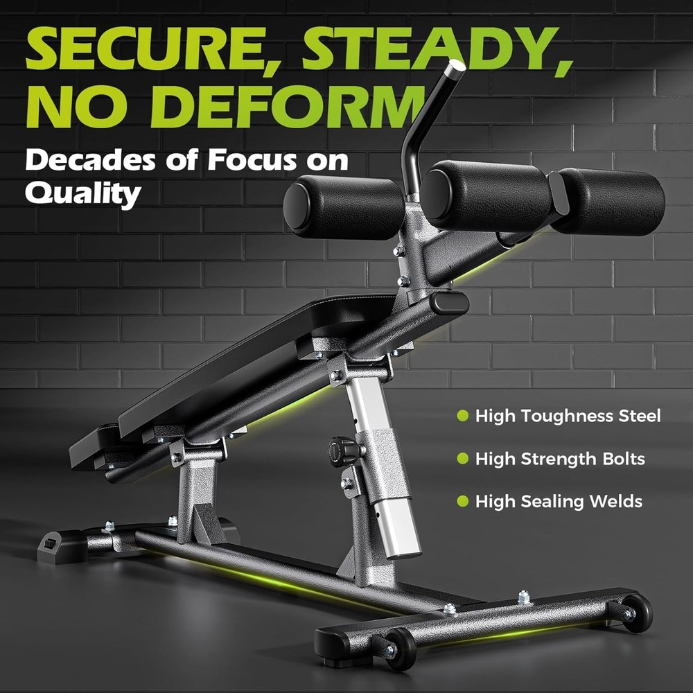 Semi-Commercial Sit-Up Bench with Reverse Crunch Handle for Ab & Core Workout ..